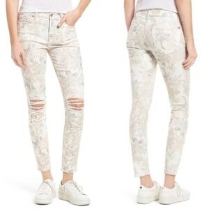 7 For All Mankind Women's Floral Distressed Stretch Denim Skinny Jeans Size 27‎